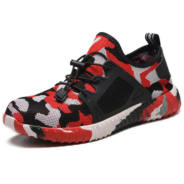 camouflage red Новая мужская Рабочая обувь с песней и картами; уличная дышащая обувь в стиле милитари со стальным носком; устойчивые к прокалыванию рабочие защитные ботинки; кроссовки - Цвет: camouflage red