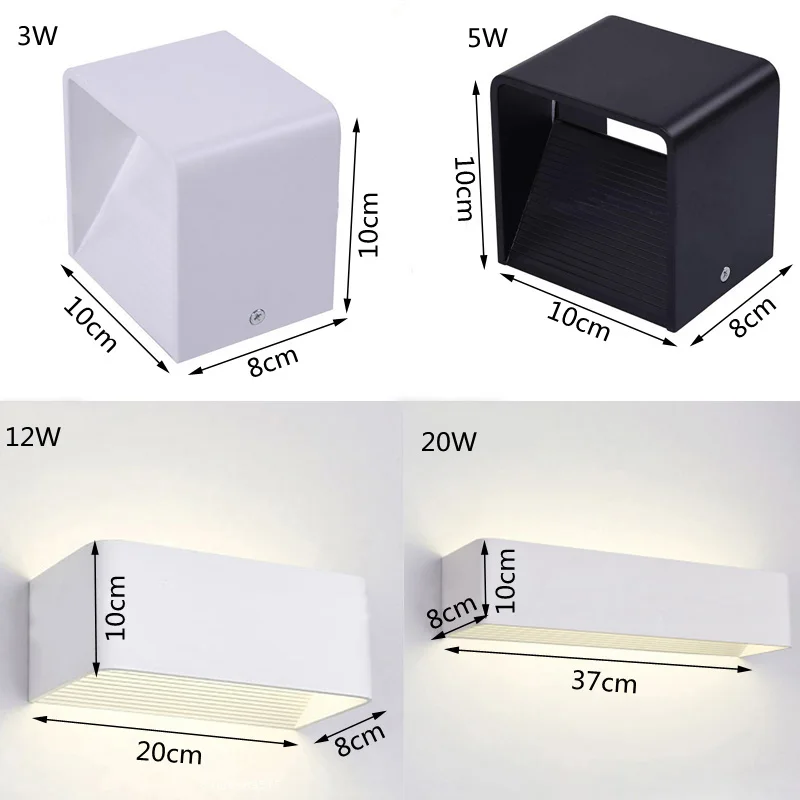 

LED Wall Lamp Aluminum Wall Light Simple Wall Sconce 3W/5W/12W/20W Rectangle Decoration For Bathroom Bedroom Lighting Wandlamp