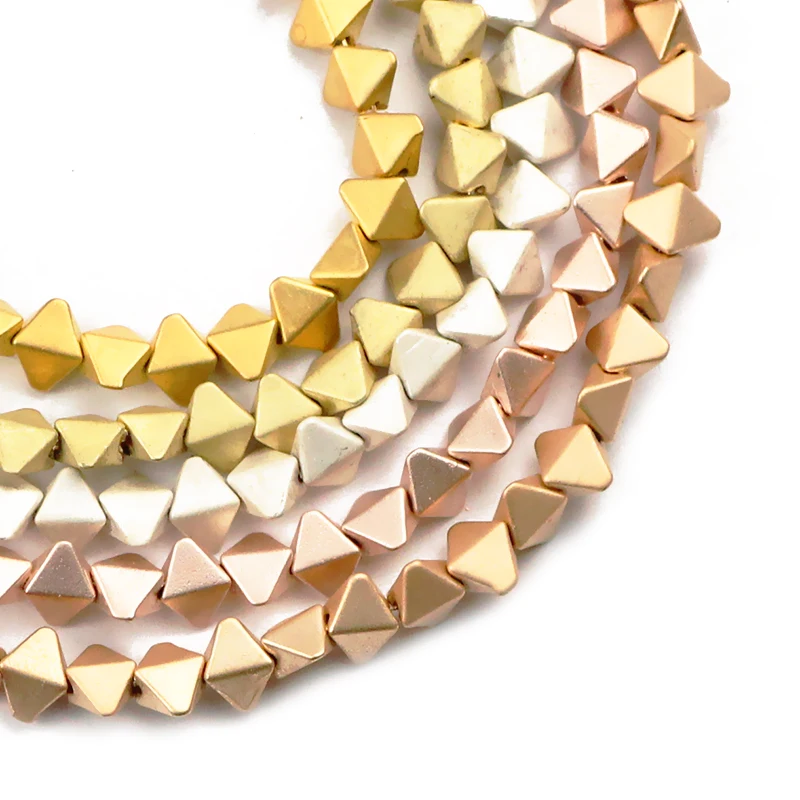 JHNBY матовые призматические/ромбовидные золотые гематитовые бусины из