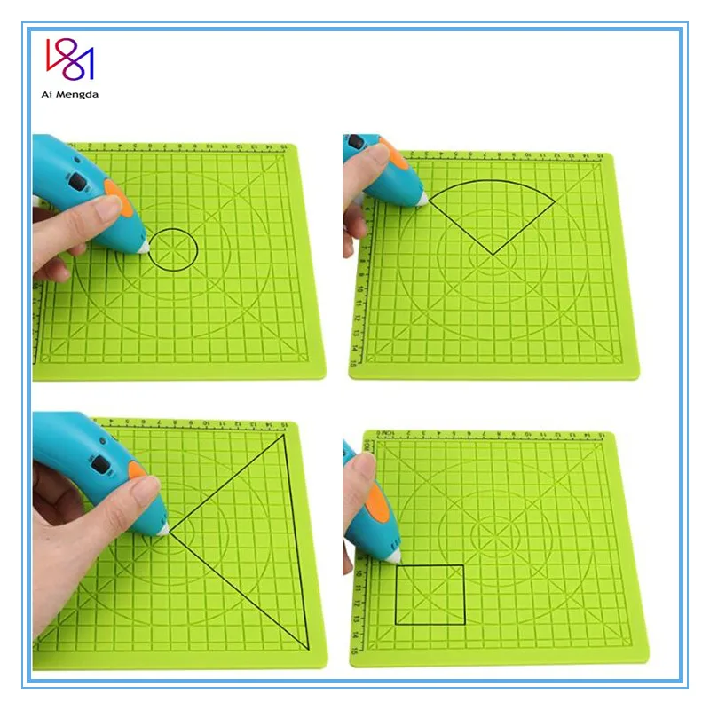 3D Printing Pen Silicone Mat Doodle Pad with Basic Geometric Template Multi-Purpose Design Silicone  for 3D Pen Drawing Stencils images - 6