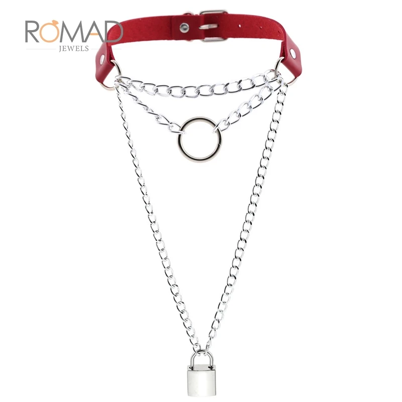 Готические многослойные ожерелья для женщин цепочка с замком в стиле панк