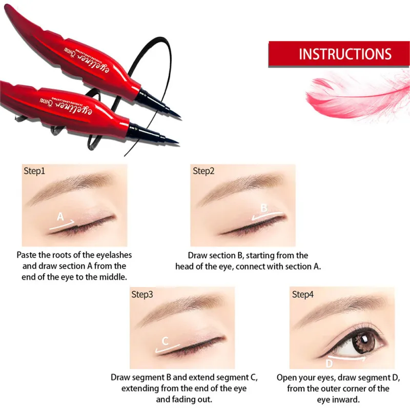 Перьевая подводка для глаз длинная Водостойкая Подводка легко носить жидкий