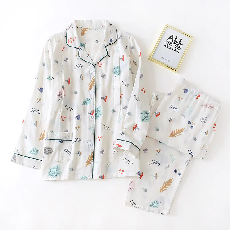 Fdfklak New 100% Cotton Floral Print Maternity Wear Autumn Long Sleeve Pajamas Set Lactation Clothing Breastfeeding Suit enlarge