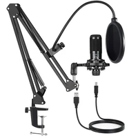 usb computer condenser microphone kit with adjustable scissor arm stand for pc youtube video gaming streams studio