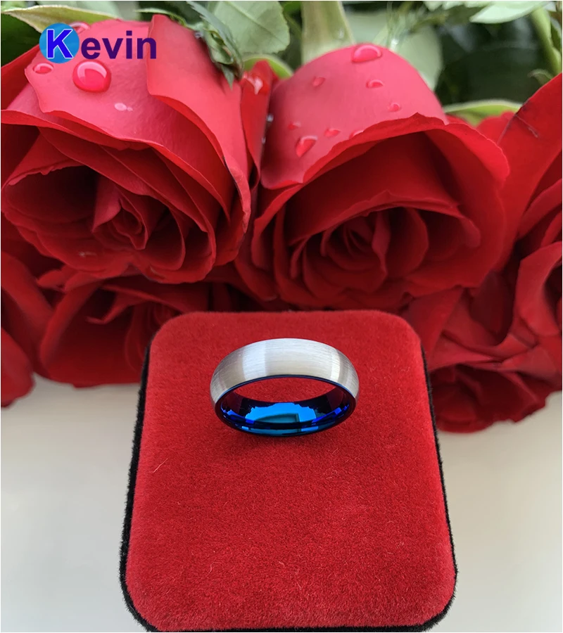 Мужское женское мужское обручальное кольцо синего цвета из вольфрама в наличии 6