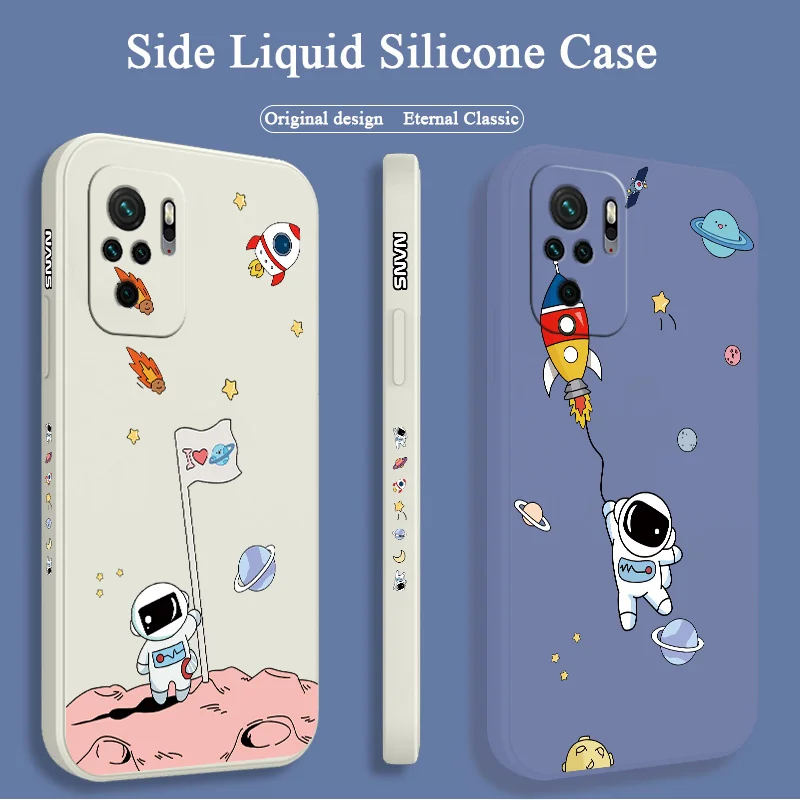 Rocket Astronaut Case For Xiaomi Redmi Note 10 10S 9T 9 8 7 Pro MAX Redmi 10 9 9A 9T K40 K30 K20 Pro Shockproof Soft Phone Cover