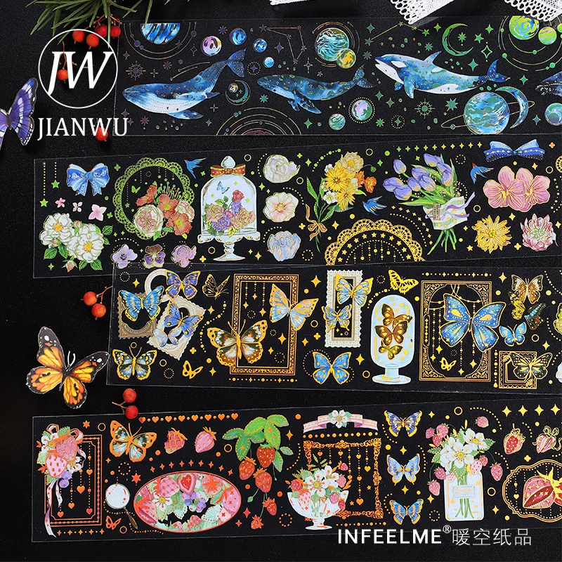 

JIANWU 60 мм * 350 мм цветная бронзовая васи лента креативная яркая прозрачная Скрапбукинг декоративная клейкая лента наклейки Канцтовары