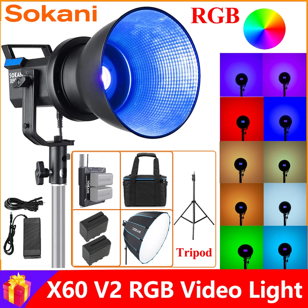 

Sokani X60 RGB LED Light Studio Light 5600K Professional Studio Strobe Flash Lamp lighting For Camera Video/Photo