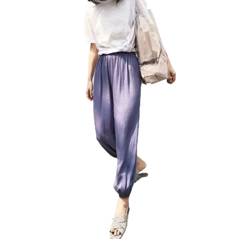 

Female summer ice silk sunscreen pants loose tapered chiffon pants haggle pants island silk adult mosquito pants