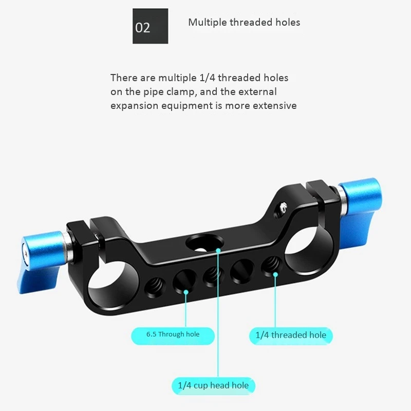 

Universal 15mm Double-Hole Pipe Clamp Rail Connector SLR Camera Parallel Double-Hole Multi-Function Pipe Clamp