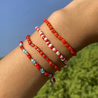 bohemian stitching multicolor rice bead bracelet retro hand woven beach style jewelry for women birthday party wholesale