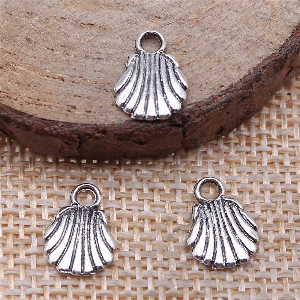 

Handmade Pendants For Jewelry Accessories 40pcs Shell Charms 9x12mm Antique Silver Plated