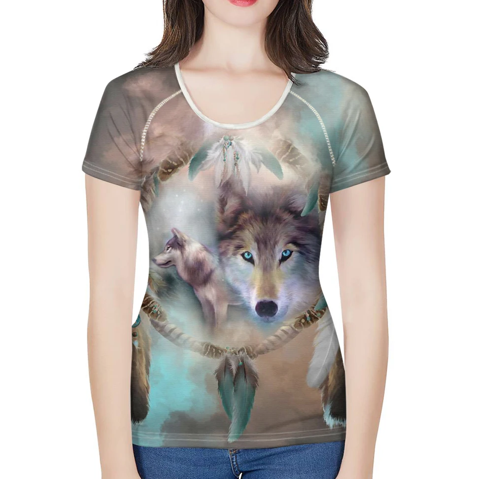 

Футболка Nopersonality женская с 3D-принтом волка, крутая Облегающая рубашка с коротким рукавом и круглым вырезом, уличная одежда, лето