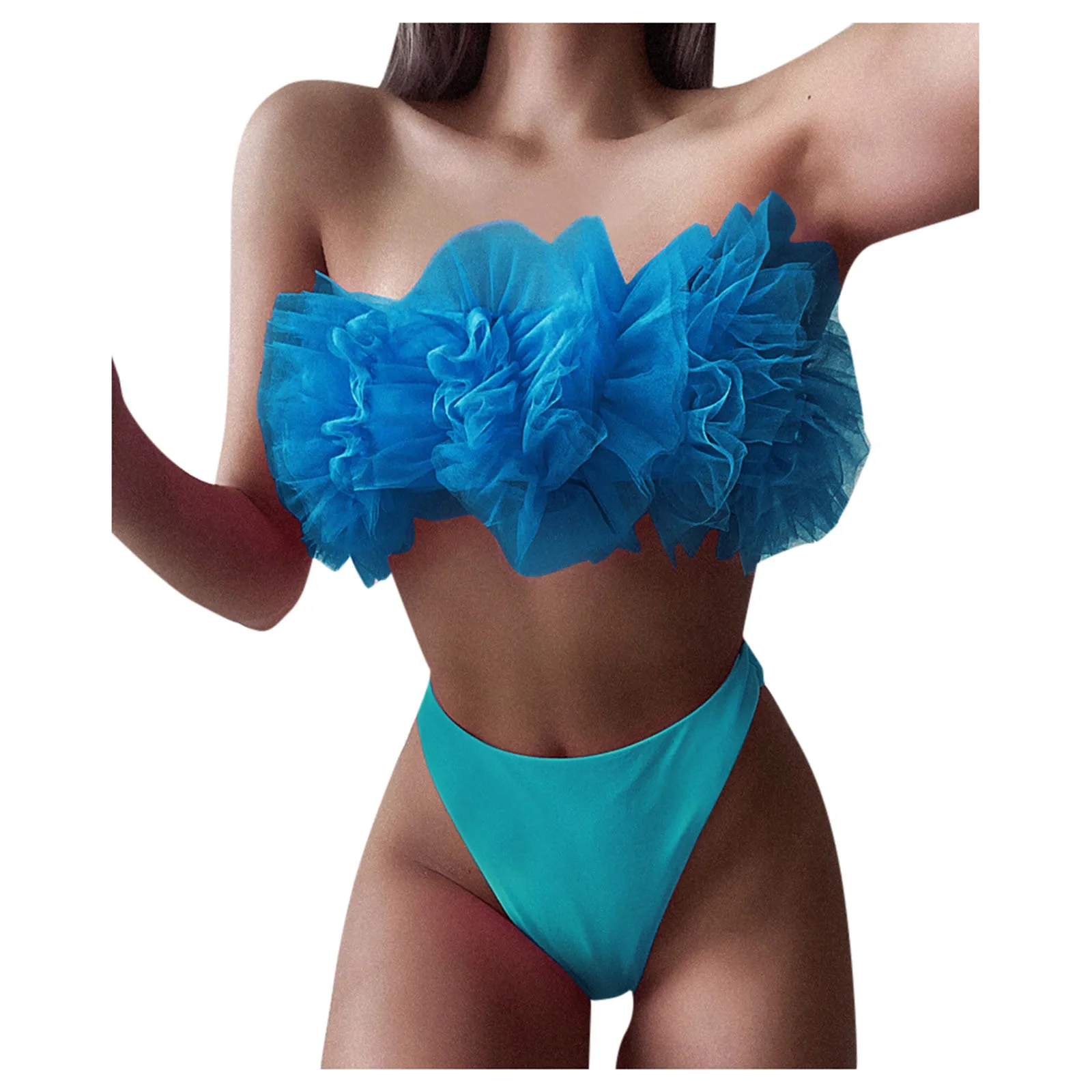 Пикантная пляжная одежда Женский сетчатый купальник-бикини с закрытой грудью