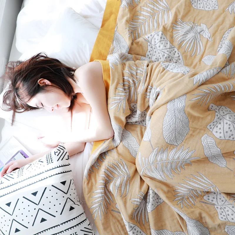 Летнее тонкое одеяло из чистой хлопковое Марлевое полотенце для одного или двух