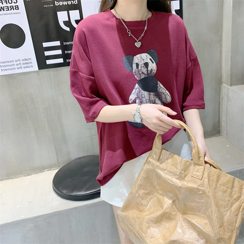 

Женская Толстая зимняя хлопковая футболка с коротким рукавом и круглым вырезом