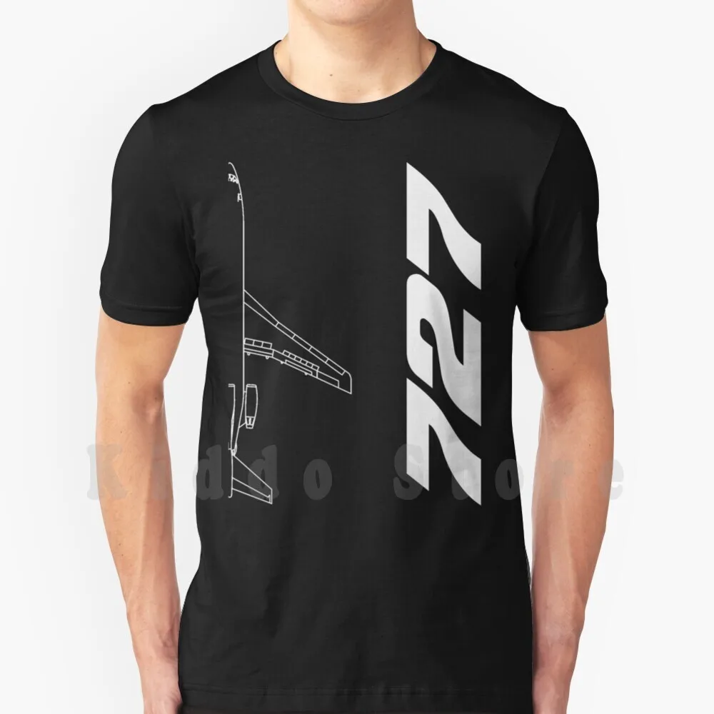 Футболка с силуэтом Верхнего вида Boeing 727. Мужская хлопковая новая крутая футболка