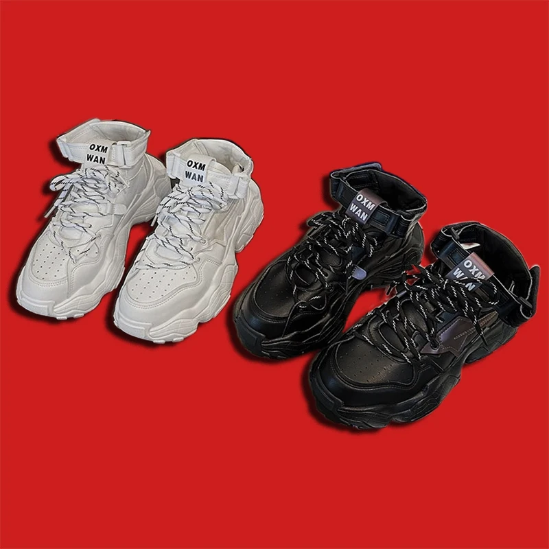 

Women Chunky Sneakers Vulcanize Shoes Fashion New Female Black White Platform Thick Sole Casual Shoes Woman Sneakers 8cm