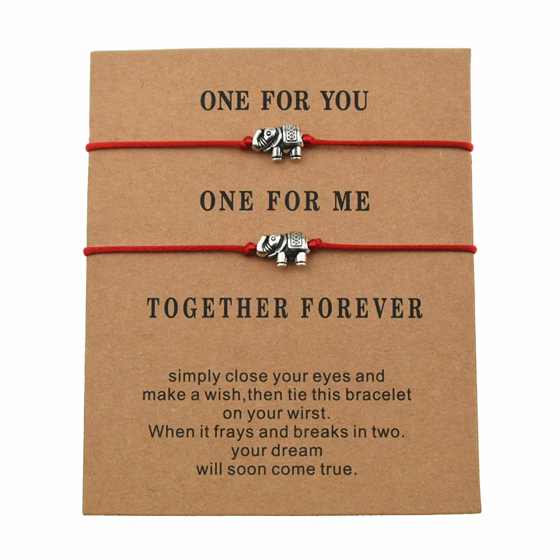 2 шт./компл. новые винтажные простые браслеты с шармами в виде слона на красной