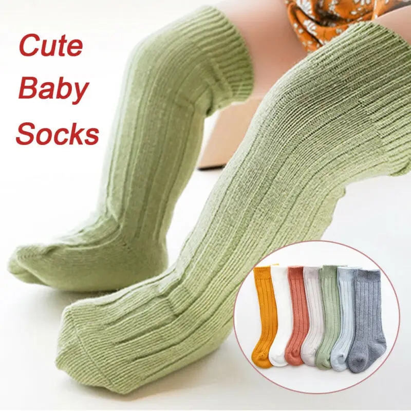 

PUDCOCO Kids Toddler Infant Baby Girls Boys Solid Anti-Slip Knitted Long Socks Knee High Sock Tights Leg Warmer Stockings 0-5Y