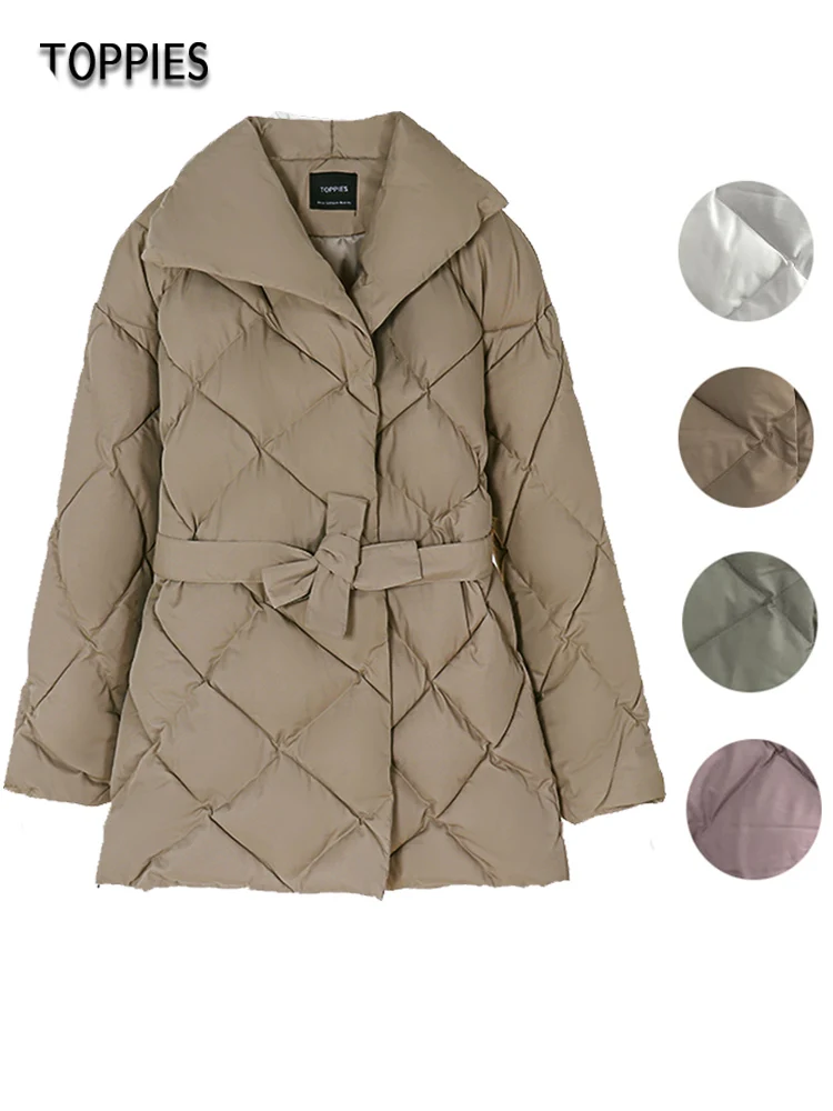 Пальто Toppies женское на осень-зиму пуховая куртка корейские женские парки с поясом
