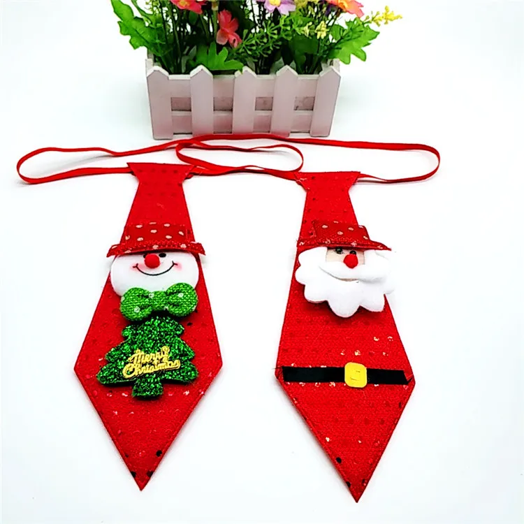 

Christmas Kids Favor sequin tie Santa Claus Snowman Reindeer Bear Christmas Decoration For Home Xmas Kids Toy Ornaments