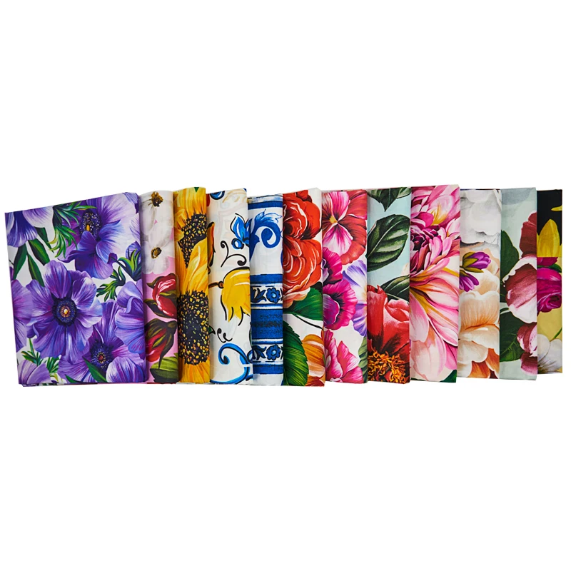 5 ярдов цветочный рынок цифровая печать Ткань из чистого хлопка для платья