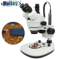 trinocular stereo microscope top bottom led light source 7x 45x zoom microscope wf10x eyepiece soldering tool phone pcb repair