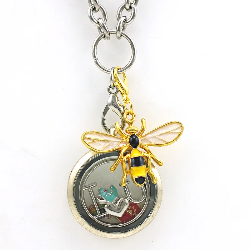 

JINGLANG Retail Fashion Bee Pendant Lobster Clasp Charms Animal Charms For Jewelry Accessories 50 Psc