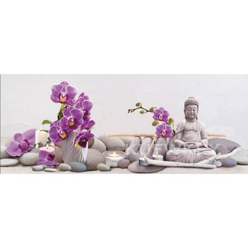 

New Buddha with orchids zen stone diamond mosaic full drill square embroidery pictures rhinestones 5d diy diamond painting sale