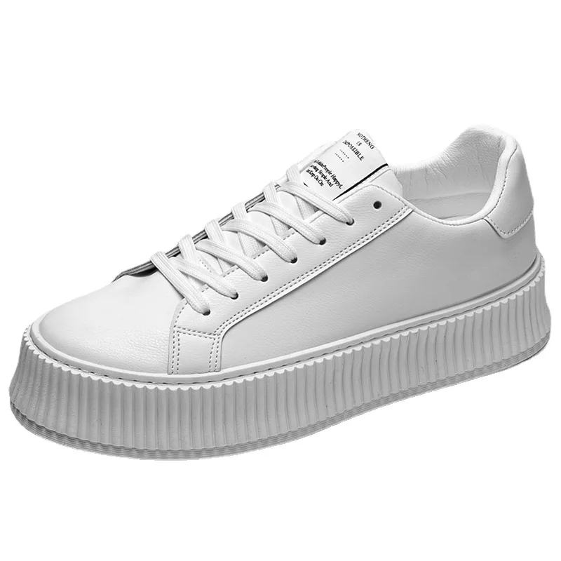 

2021 Spring Autumn New Korean Style Casual Shoes Breathable Round Toe Low Heel Lace-up Shallow Men's Vulcanize Shoes for Sport