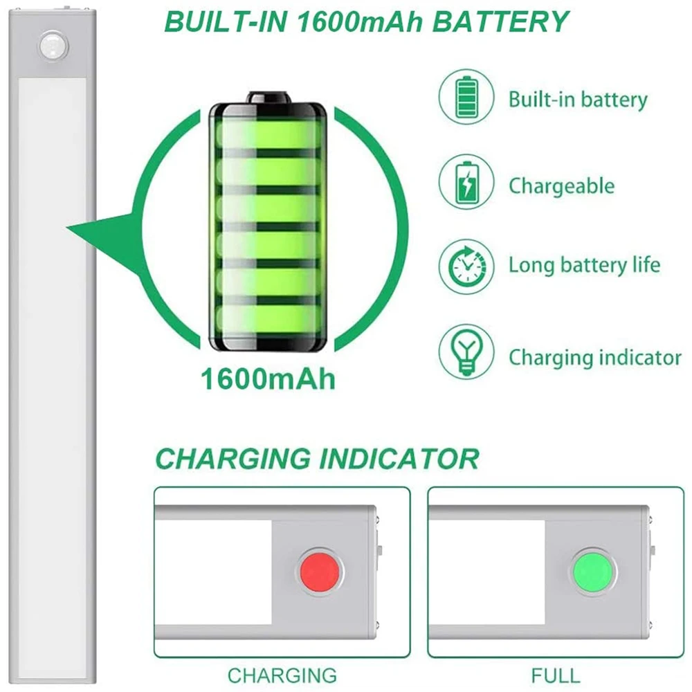 ultra thin pir motion sensor night lights usb rechargeable under cabinet lamp for kitchen bedroom closet wardrobe toilet decor free global shipping