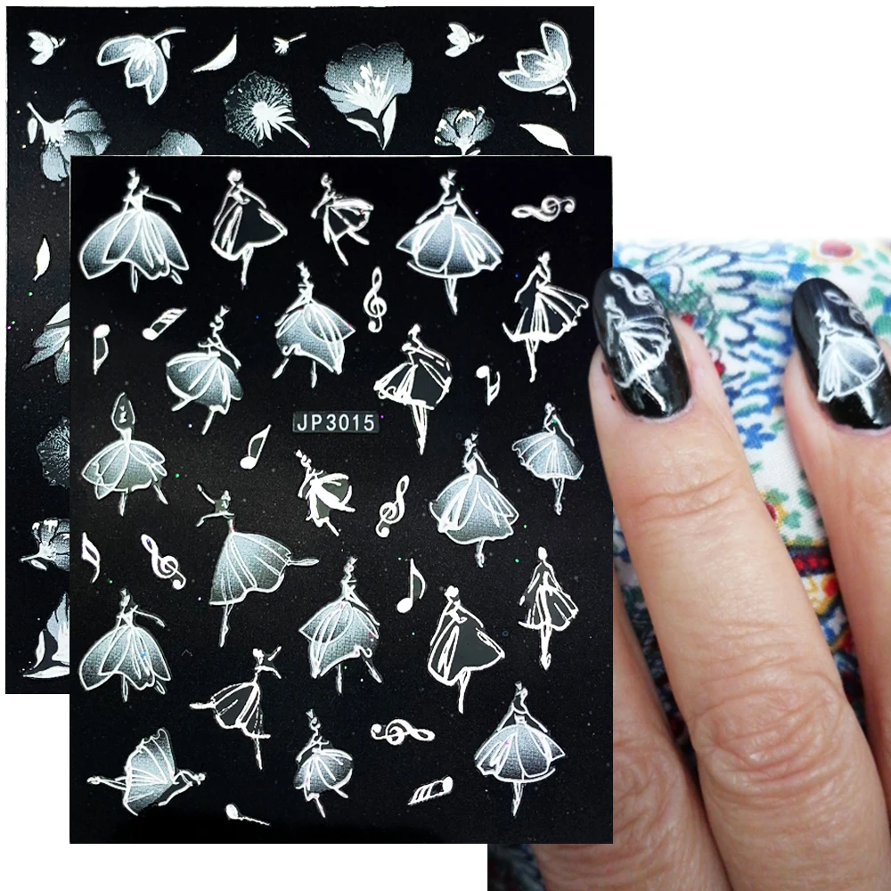 

5D Floral Nail Stickers Spring Butterfly Design Sliders For Manicure Embossed White Color Flower Decals Decoration GLJP3001-3018