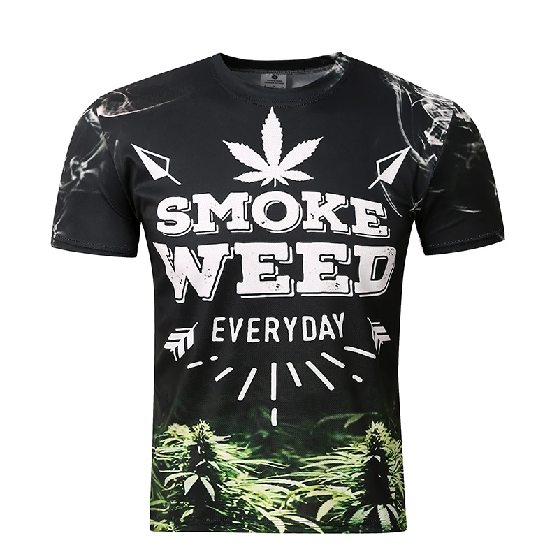 3D men's T-shirt casual ladies short-sleeved summer sweatshirt fashion O-neck green maple leaf creative |