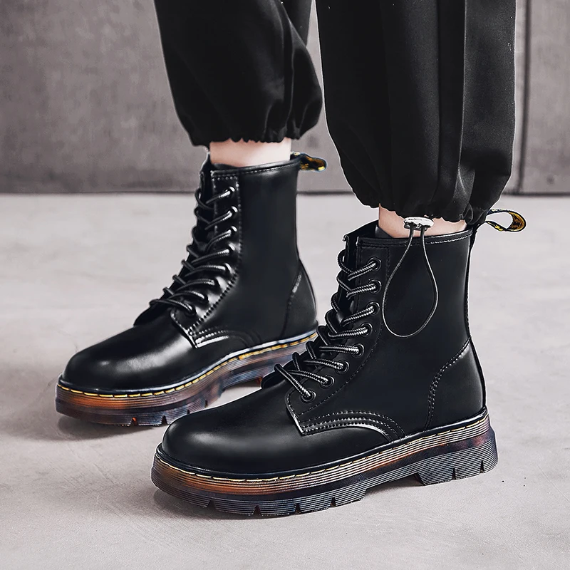 

CYYTL Men's High Quality Genuine Leather Women Men Boots Winter Ankle Boots Fashion Shoes Lace-up Increasing Botas Militares