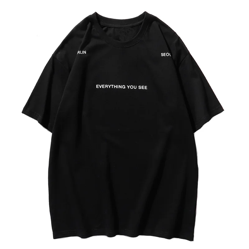 

Tees Shirts Letter Print Short Sleeve Tshirts Streetwear 2021 Summer Hip Hop Harajuku Casual Cotton Fashion Tops