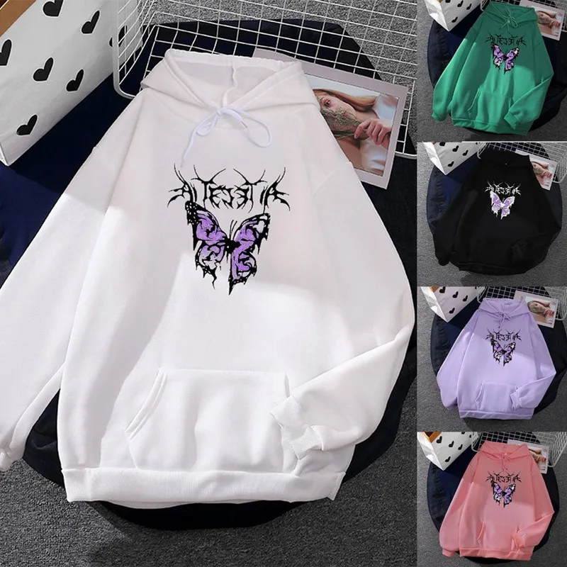 

Gothic Oversized Hoodie Long Sleeve Harajuku Sweatshirt Women Aesthetic Hip Hop Vintage Friends Winter Clothes Femme Korean