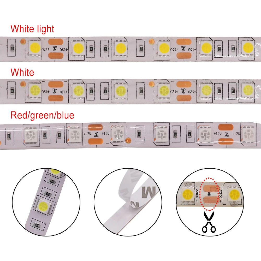 SMD 5050 Светодиодные ленты DC 12V 60 светодиодов/m IP21 IP65 гибкий светодиодный светильник