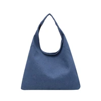 women nylon fabric shopping bag female cloth shoulder bag solid color storage handbag foldable grocery totes