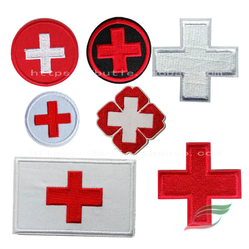 Adhesive cloth stickers A533 white cross flag cross sign clothes patch stickers medical clothing logo decals