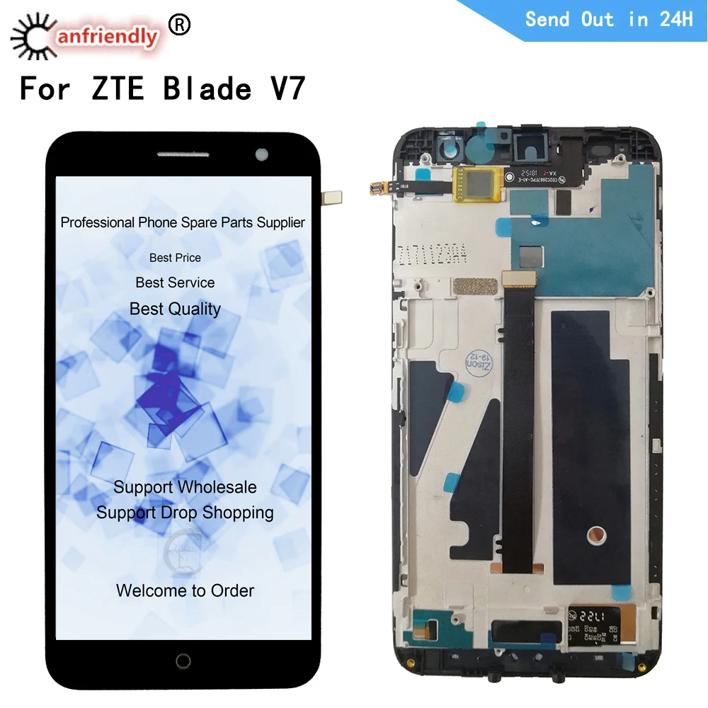 Pantalla LCD de 5,2 "para ZTE Blade V7 V 7, digitalizador de repuesto con pantalla t&aacute;ctil, montaje de marco, pieza de cristal de reparaci&oacute;n-0