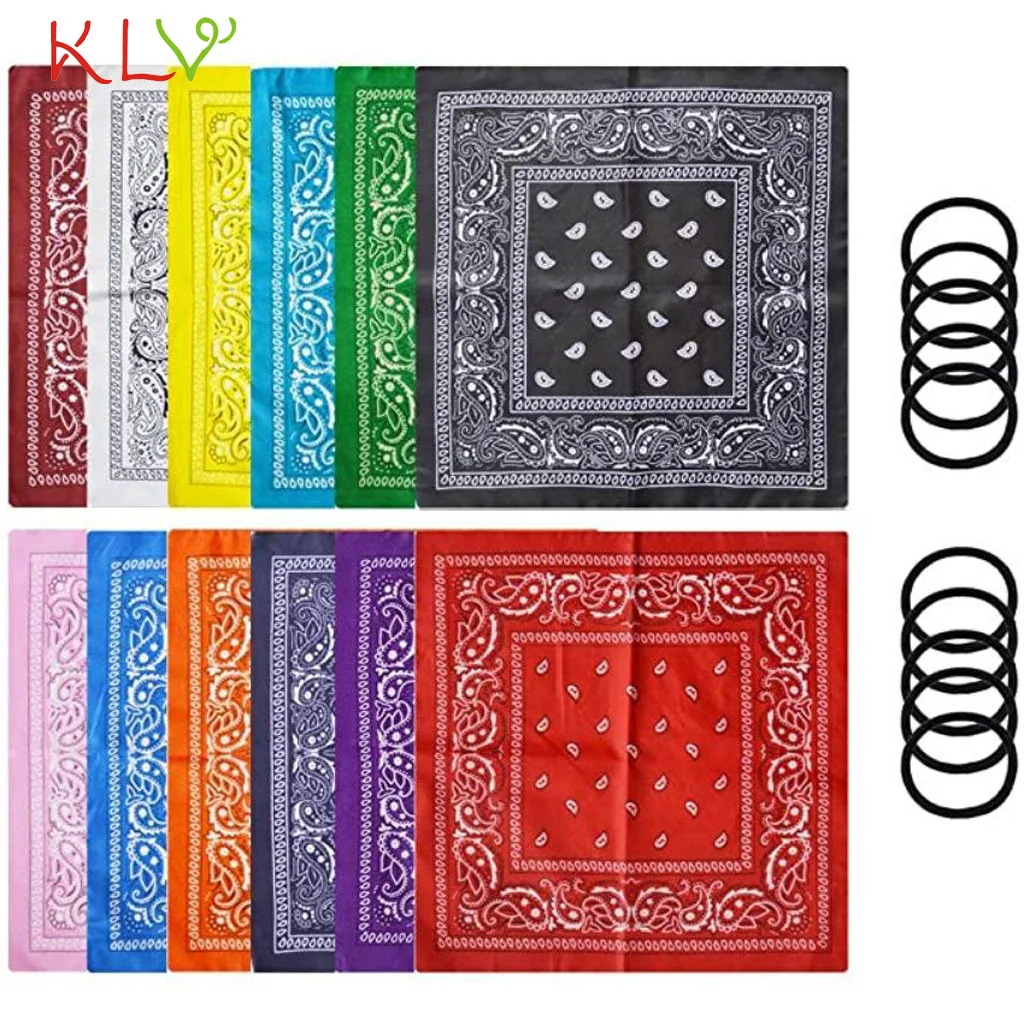 Бандана шарф из хлопка + 10 шт. эластичных лент повязка на голову для носа лица рот