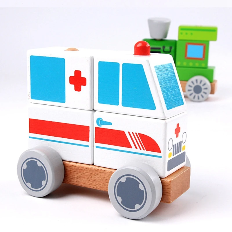 

Wooden Toy Car for Kids Assemble DIY Toys Fire Truck Engineering Vehicle Ambulance Police Car Toys for Toddlers