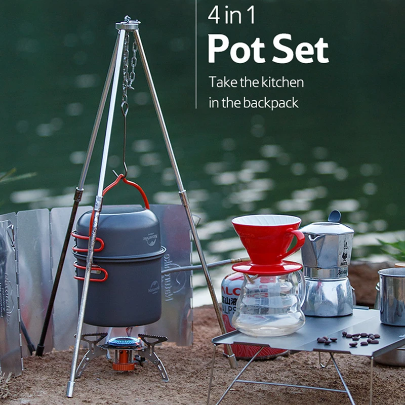 Naturehike Camping Ultralight Backpacking Aluminum Cookware Tableware Portable Kitchen Utensils Cooking Pot Pan Set | Спорт и