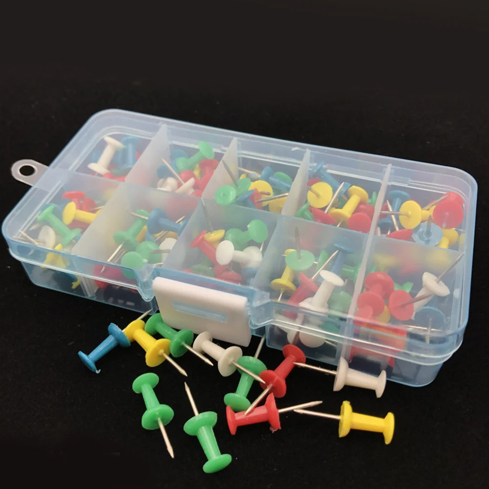

100pcs Practical Cork Nails Multi-colored Pushpins Painting Use Pin Map Tacks for School Office