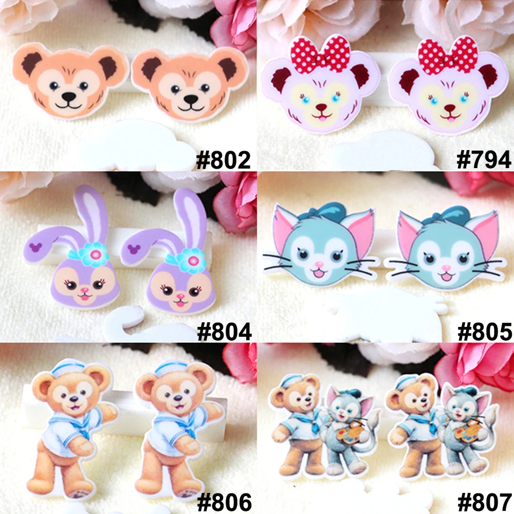 60 шт. смешанный японский мультяшный медведь кошка кролик Flatback смолы Kawaii плоское
