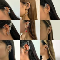 vintage cuff earrings for women rose flower snake elf ears shaped clip on ear hook earrings stud retro gothic punk jewelry