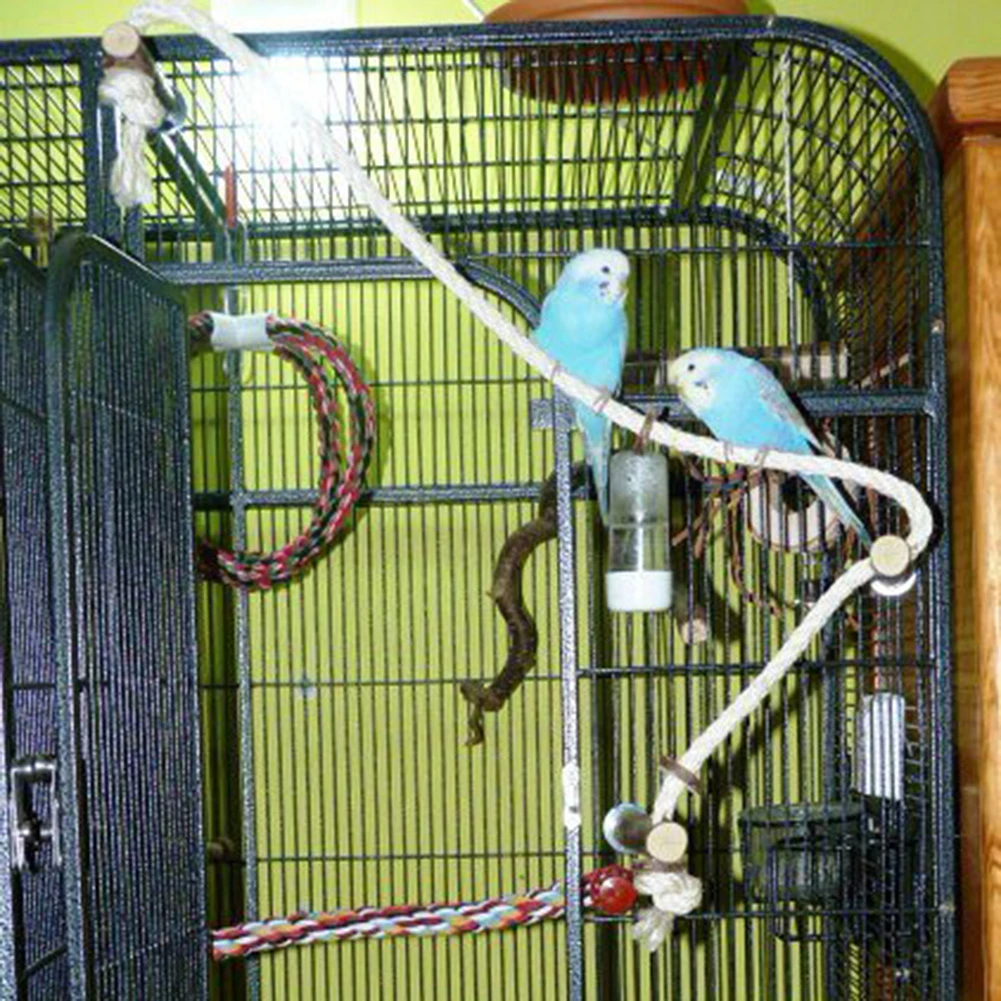 

Pet Bird Wooden Rope Climbing Hanging Cage Ladder Stand Perch Chew Toy