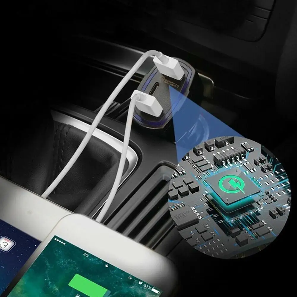 Автомобильное зарядное устройство с 3 портами USB C QC 0 быстрая зарядка