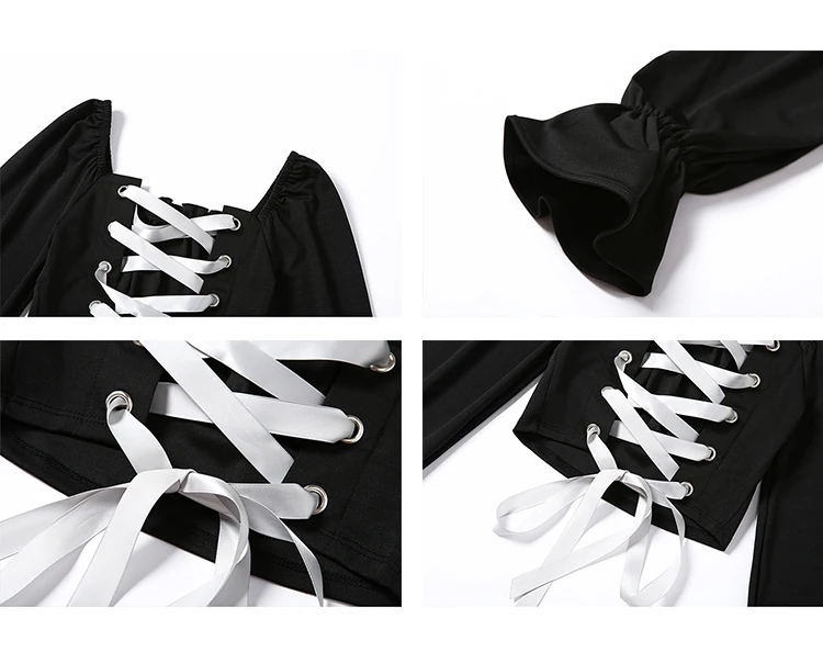 

kywommnz 2021 Spring Autumn Women T-shirt Retro Square-neck Blouse Back Strapping Temperament Was Thin Short T Shirt E1710